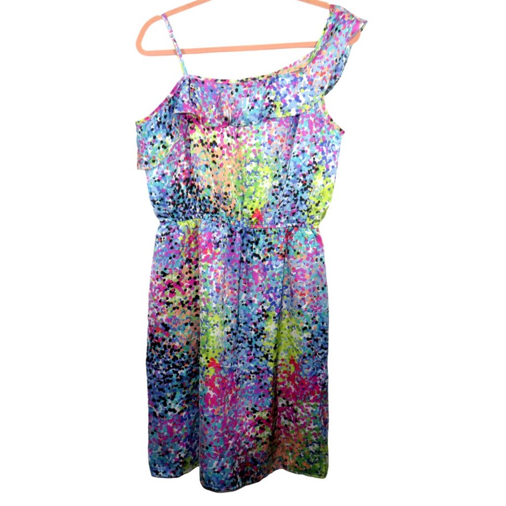 Cato Ruffled Confetti Print Dress, Pockets, Lined, Sleeveless